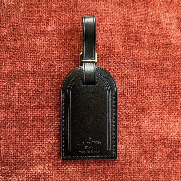 LOUIS VUITTON Luggage Tag and Poignet Black with Gold HW Large - Picture 2 of 6